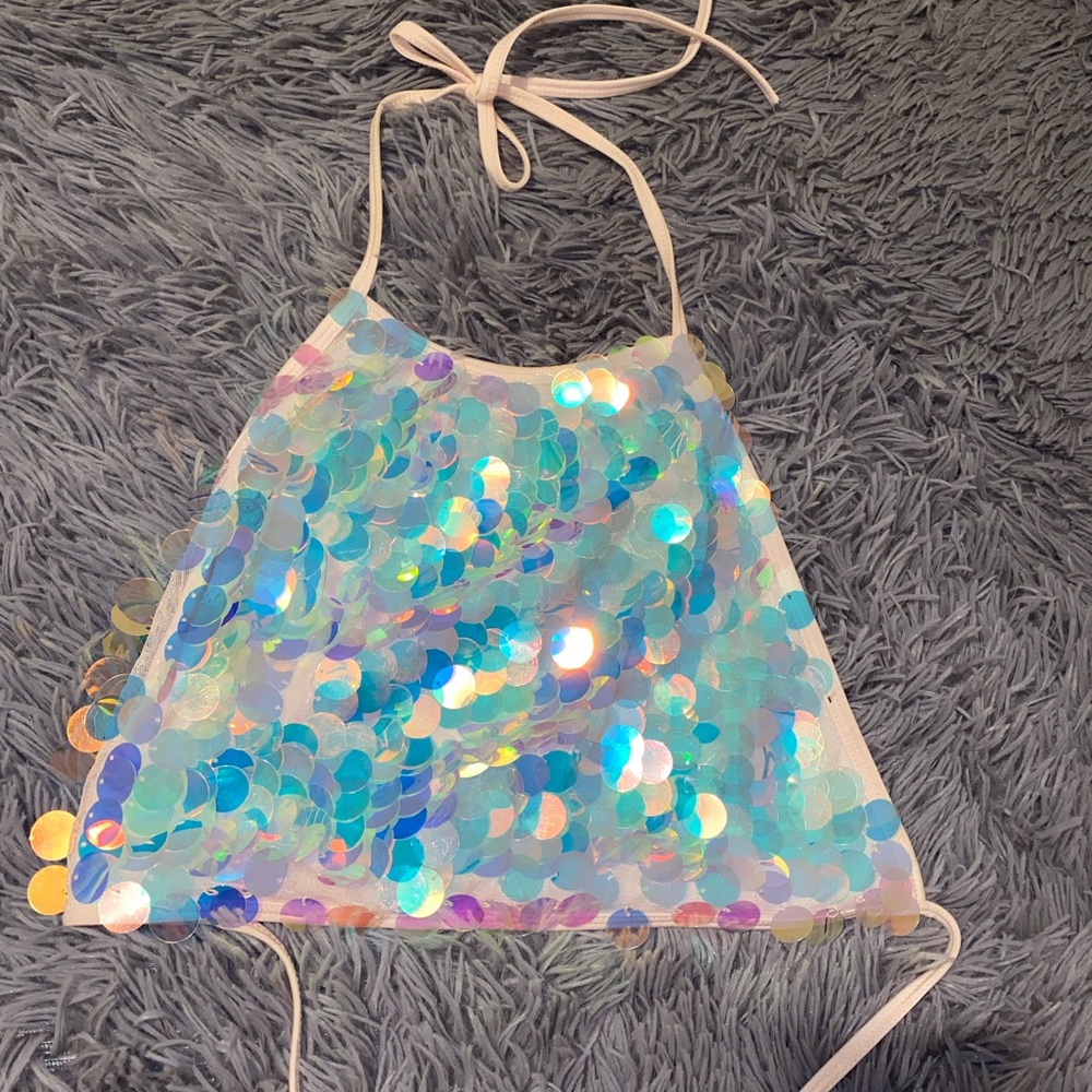 Iridescent festival rave top